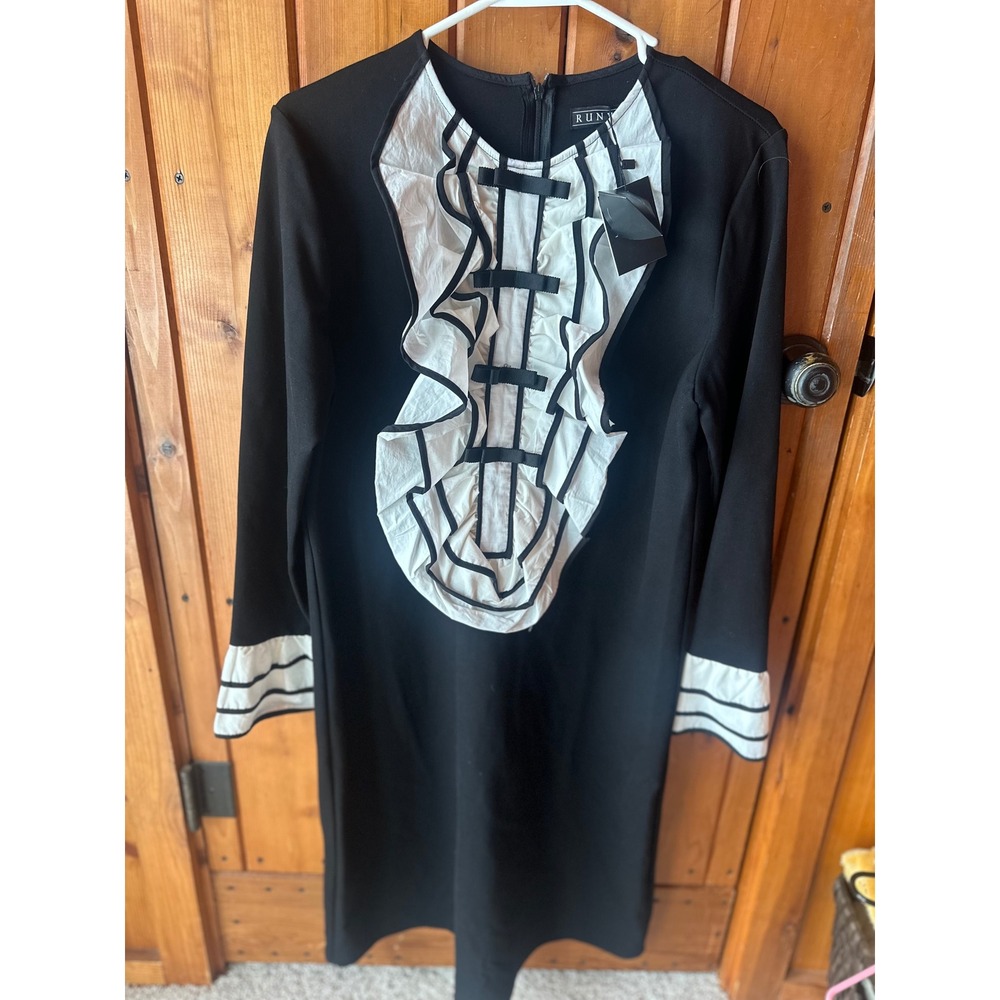 NWT Runway The Label Women's Dress | Antoinette Black Ruffle Bow Dress | SZ‎ L